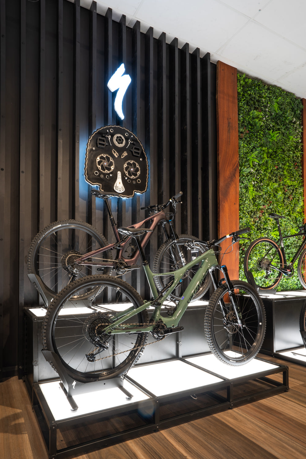 Two bikes on display