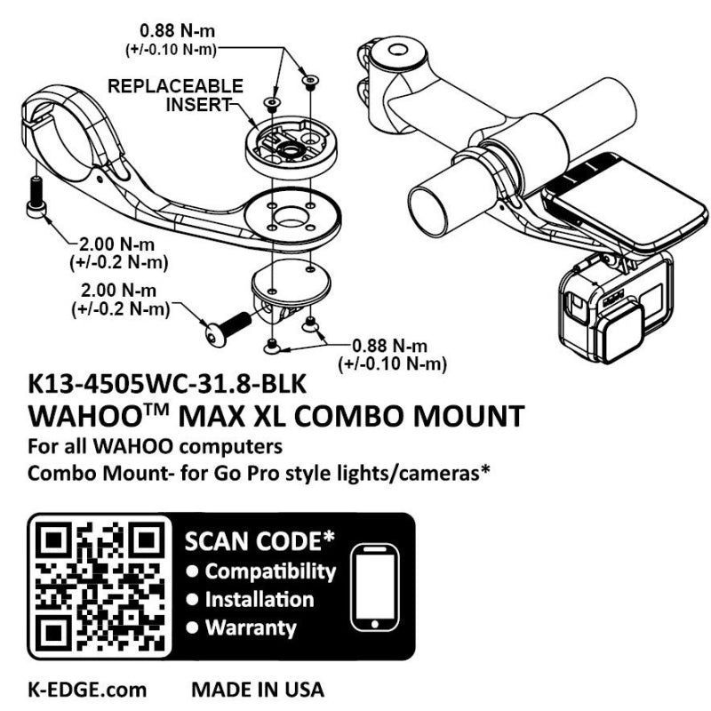 K-edge Max XL Mount For Wahoo - Combo