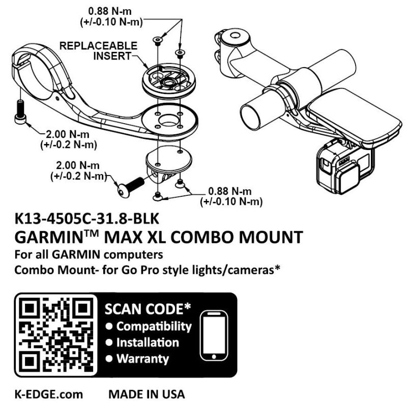 K-edge Max XL Mount For Garmin - Combo