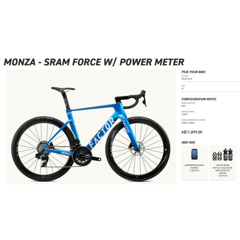 Factor Bikes Monza - Sram Force W/ Power Meter