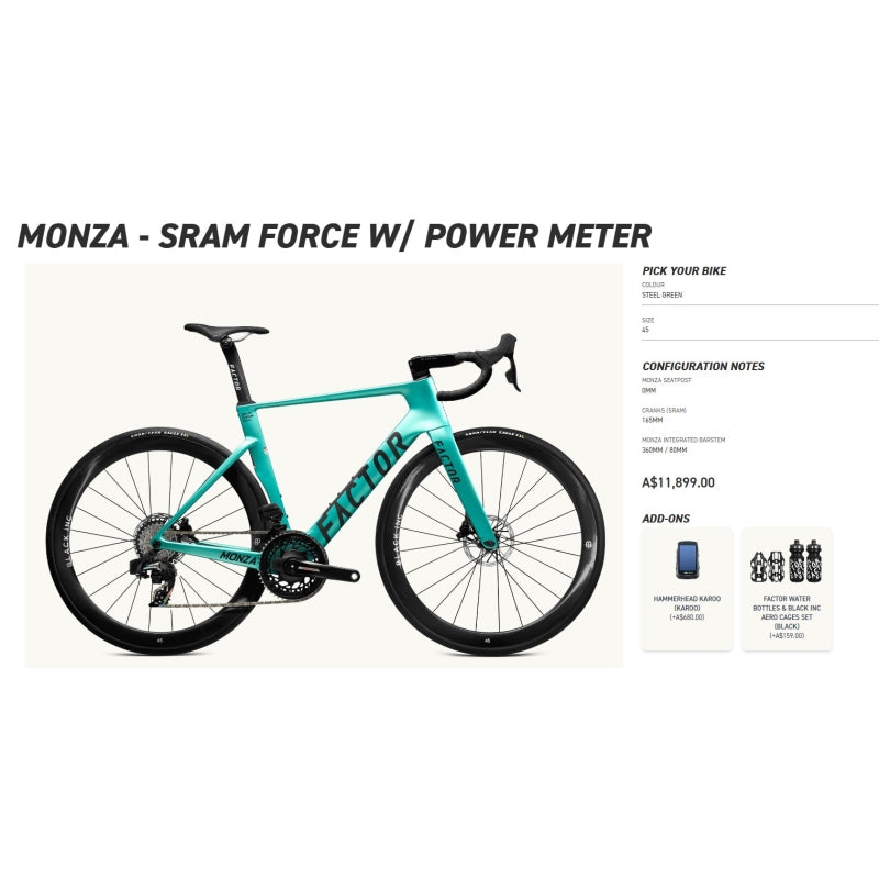 Factor Bikes Monza - Sram Force W/ Power Meter