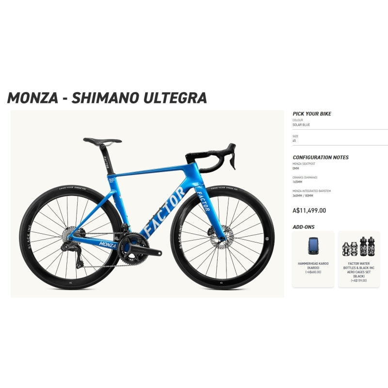 Factor Bikes Monza Ultegra DI2  (Order to your Spec)