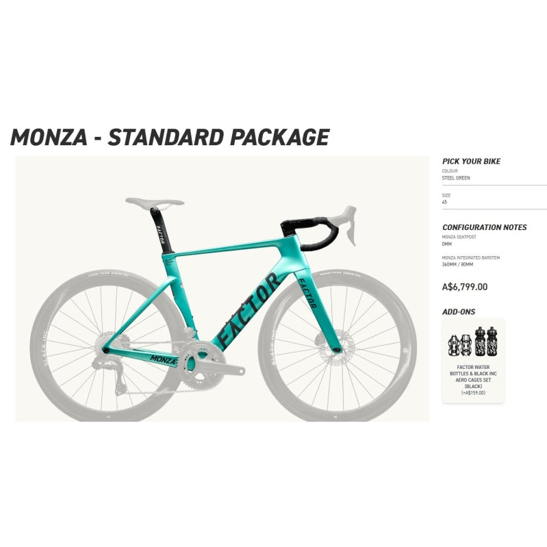 Factor Bikes Monza Frame -Standard Package (Build to your Spec)